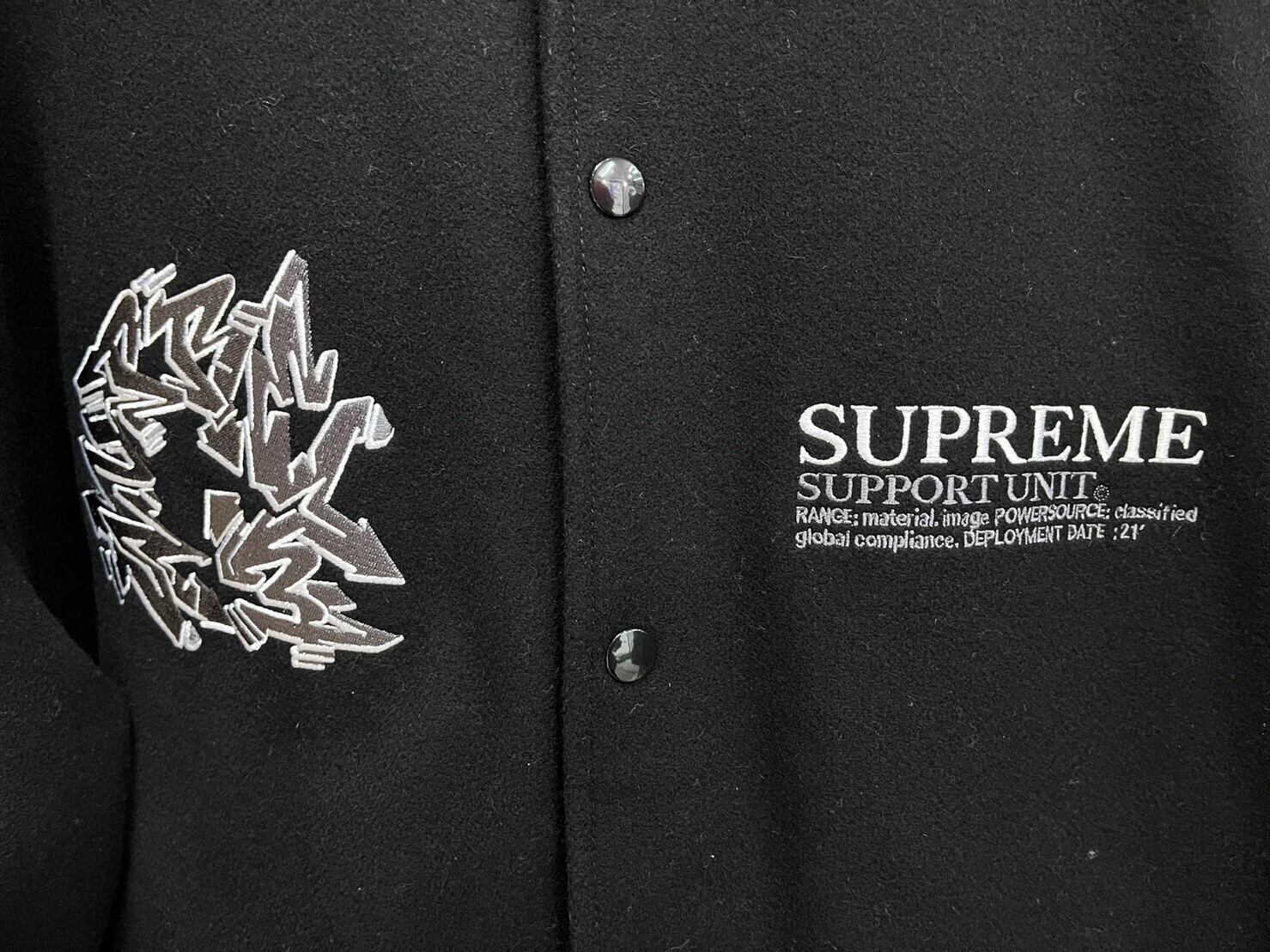 Supreme SUPPORT UNIT VARSITY JACKET BLACK XL 13505 | BRAND BUYERS ...