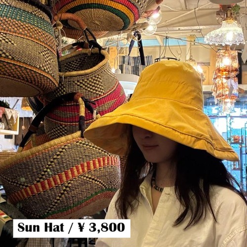 TOPANGA Accessory Suede Touch Sun Hat, Yellow, Cotton, Sunshade, Chin Strap, Wide Brim, Outdoor, Beach, Garden, Resort, Travel　