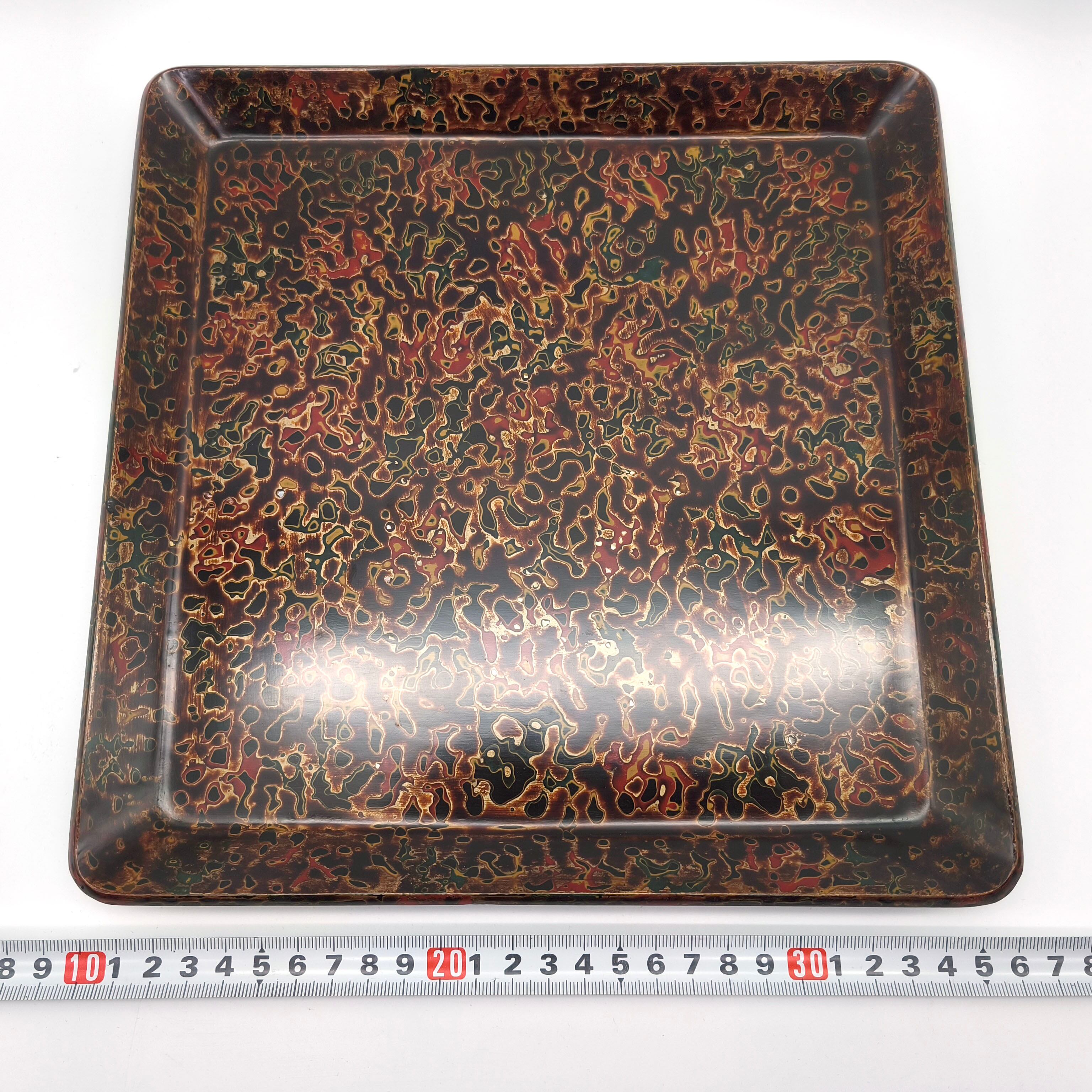津軽塗（唐塗）バカ塗り・角盆・お盆・トレー・伝統工芸・No.250625-13