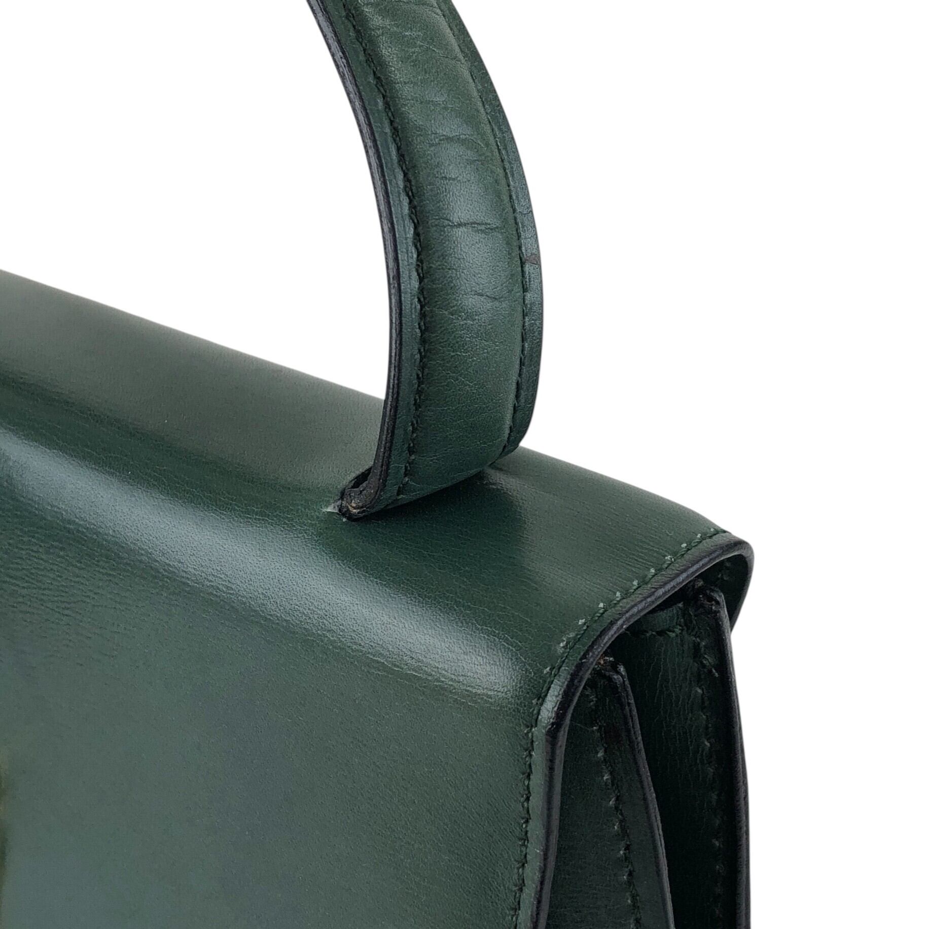 CELINE セリーヌ ハンドバッグ ダークグリーン ガンチーニ レザー