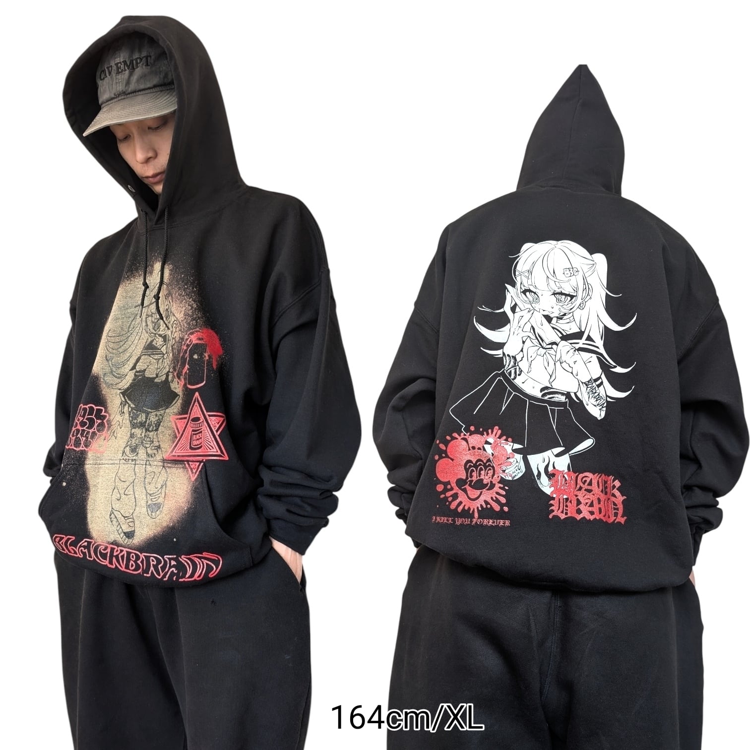 Brain Girl Warm Hoodie | BLACK BRAIN