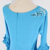 社交ダンス 衣装 スタンダード ドレス ワンピース パーティドレス レディース オールシーズン 水色 ライトブルー系 フリル スパンコール 派手 ライトブルー フォーマル フェスティバル フラワー モチーフ エレガント オシャレ ダンスウェア ステージ衣装 夜会 薔薇 デザイン パーティ 衣装 プロ仕様 伸縮性あり 高品質 ポリエステル素材 美しいライン 目立つ スキルアップ パフォーマンス