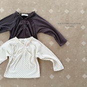 韓国子供服 / 26Autumn / 〖取寄〗Melikey /ドットシャーリングTシャツ / 女子服 *XS~JM*