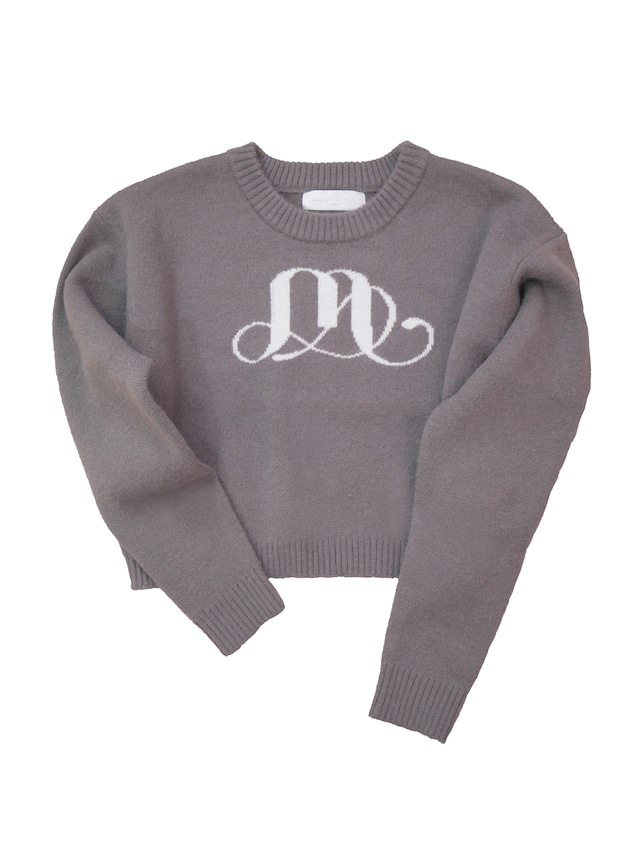 "m" logo knit -gray-
