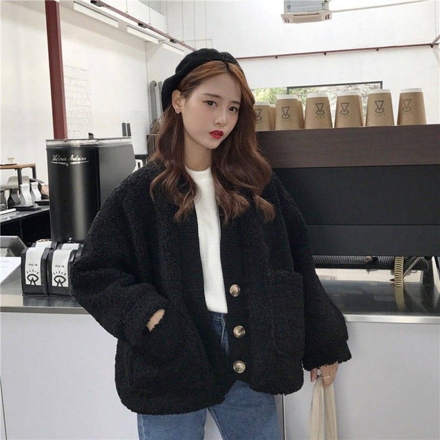秋冬の新型韓国版厚い毛の绒の上着のセーターの上着 - パーカー