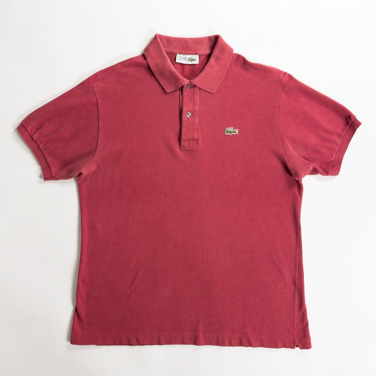1980s "French LACOSTE" Faded Red Cotton S/S Polo Shirt, Size 5