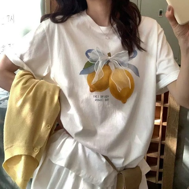 チュールリボンレモンデザインＴシャツ　N00660