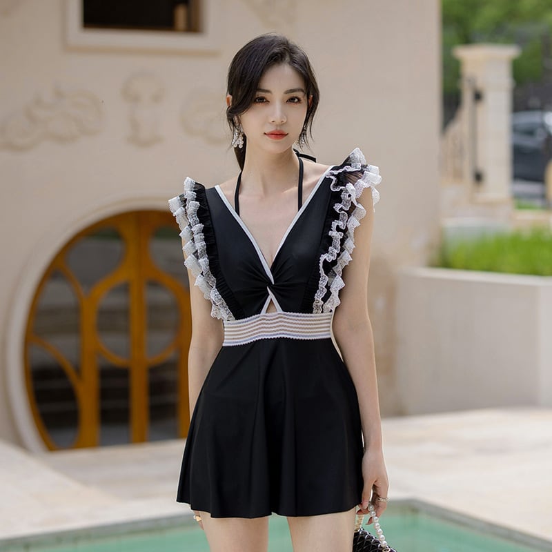 mikomori フリル ワンピース スイムウェア