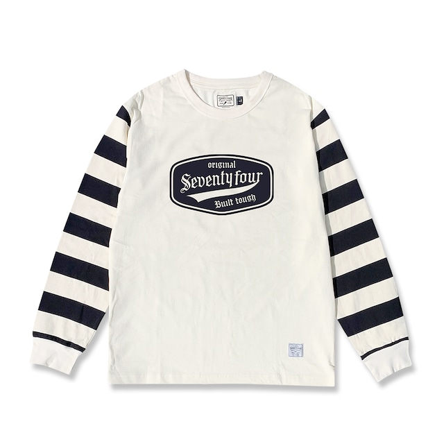 ロングスリーブTシャツ / SEVENTY FOUR(セブンティーフォー) / BORDER SLEEVE CREW NECK L/S(NATURAL×BLACK)(STF26SF25)