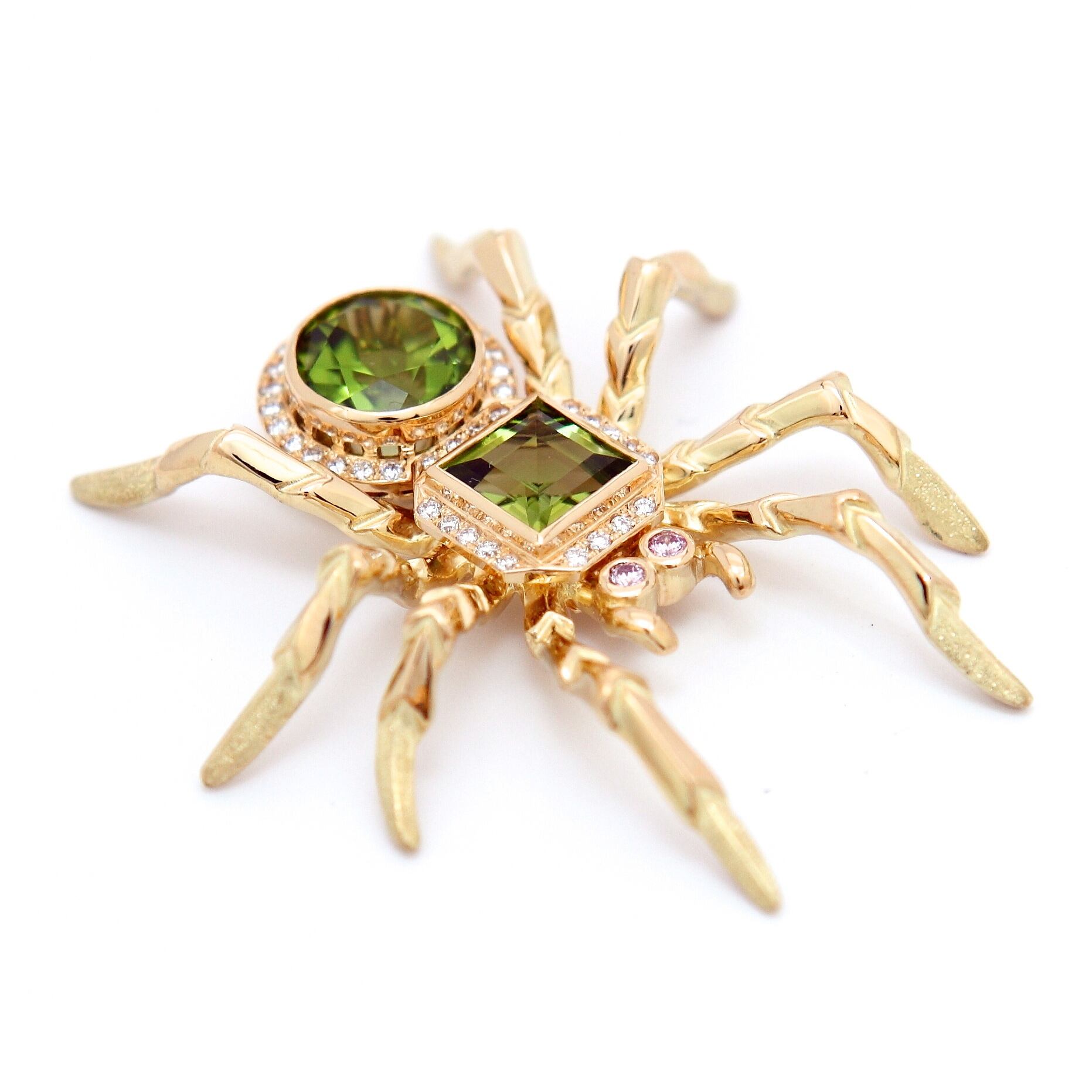 18金 スパイダー ラペルピン『天誅蜘蛛』 ピンクダイヤモンド