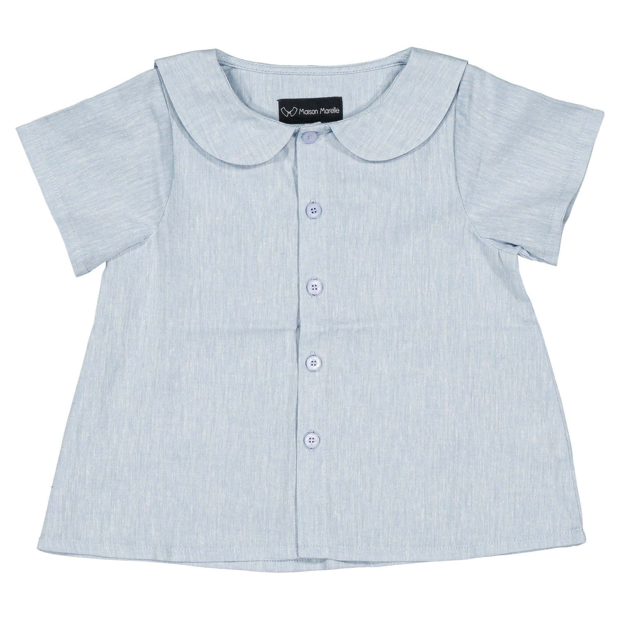 【予約・特典あり】Maison Marelle / Shirt MONCEAU - blue sky linen / 6Y~12Y