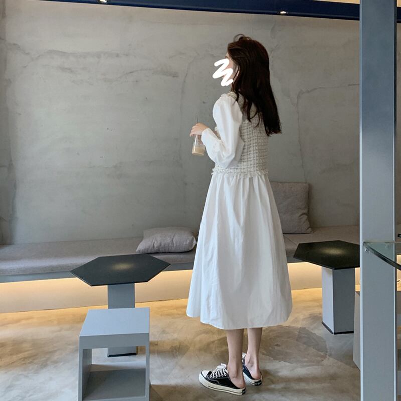 送料無料 ガーリーコーデ かわいい ツイード ビスチェ 付き ふんわり シフォン ワンピース ビスチェ ２点セット Lamitte Deco トレンド 韓国ファッション ショップ Base店