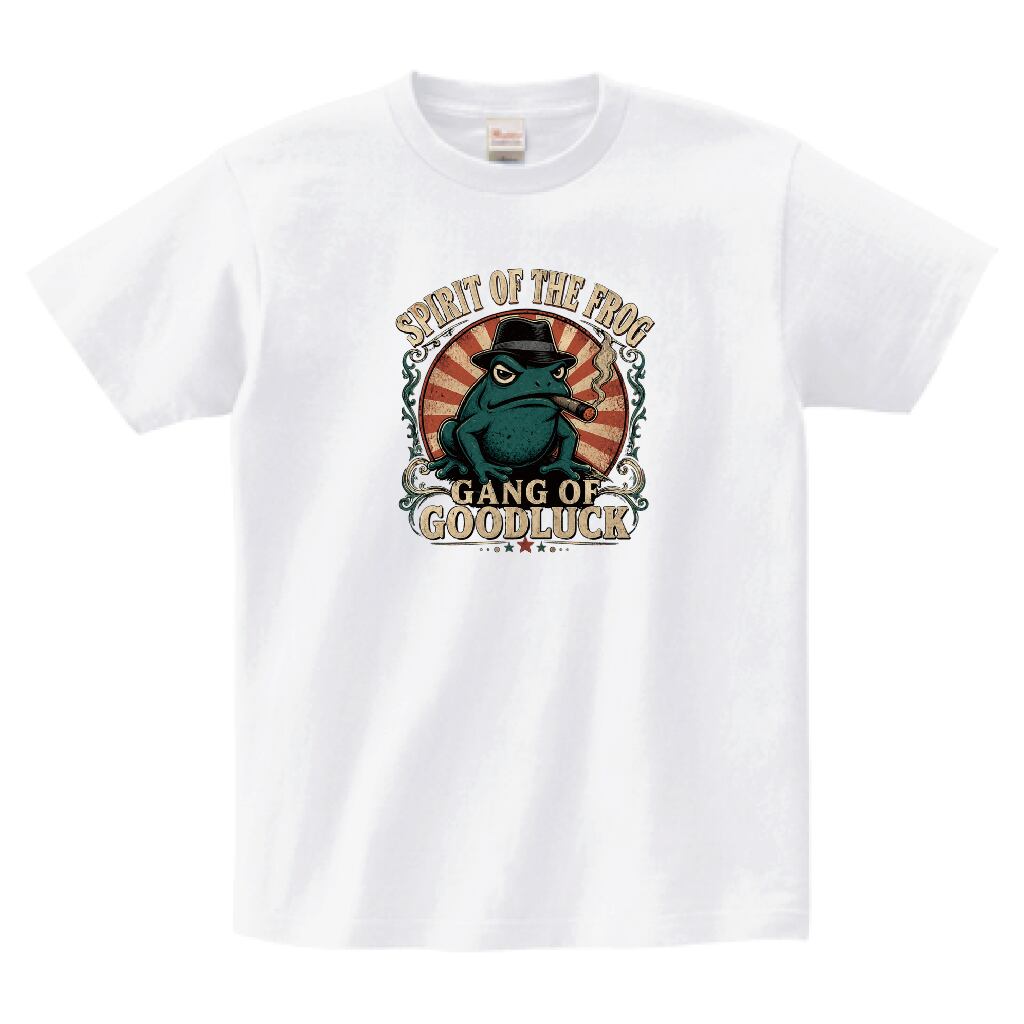 SPRIT OF THE FROGヴィンテージ風エンブレムTシャツ