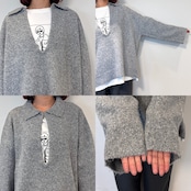 スキッパーオーバーKnit/ライトグレー