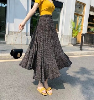 小花柄　プリーツスカート　AJ1365-E004