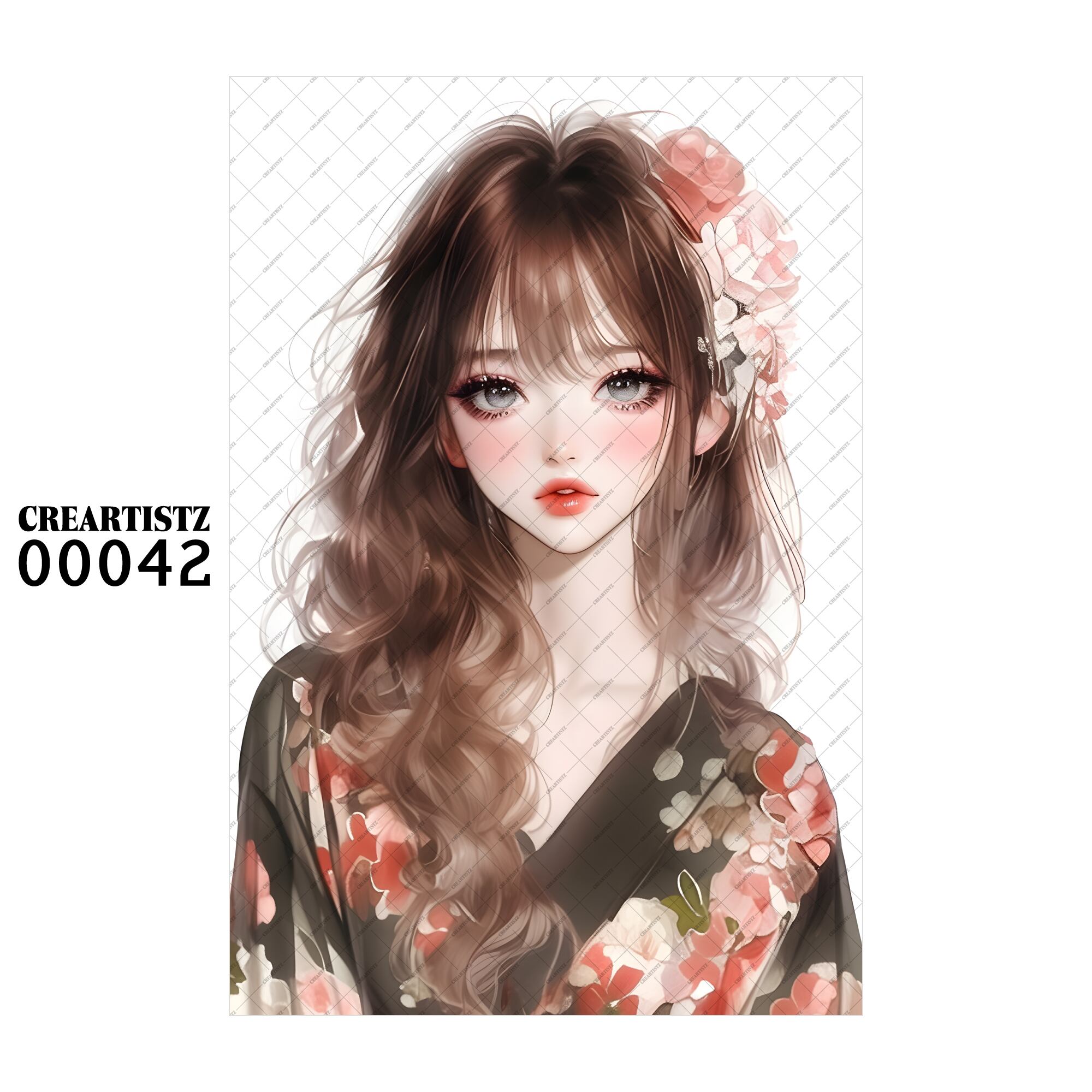 00042 ガール キュート オリジナル ペーパー/ステッカー 4枚セット CREARTISTZ