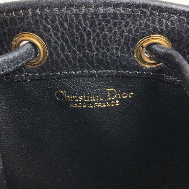 Christian Dior クリスチャン ディオール ハンドバッグ ブラック CD ロゴ レザー ミニバッグ 巾着 vintage ヴィンテージ オールド 8u4aph