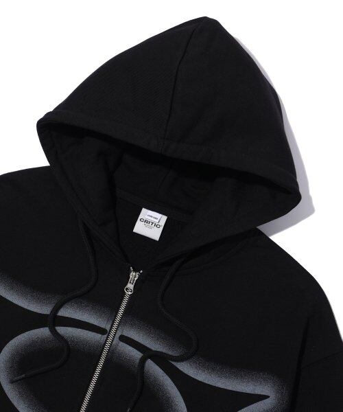 ★関税込★CRITIC★WORMHOLE LOGO HOODIE ZIP-UP★ CRITIC] WORMHOLE LOGO HOODIE ZIP-UP BLACK | もごつ