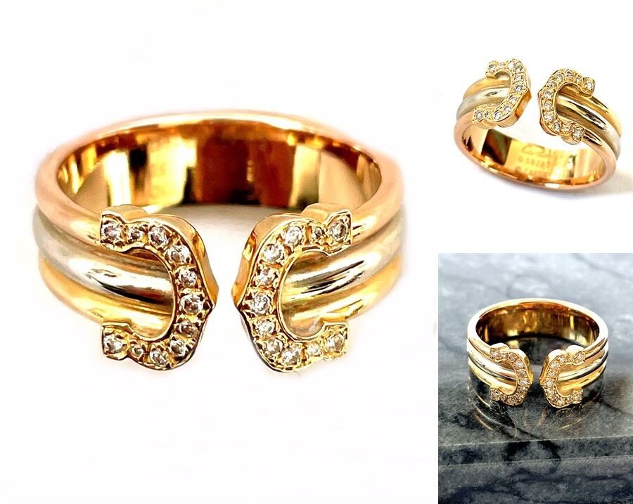 CARTIER / カルティエ K18 YG スリーカラー K18WG/K18YG/K18PG ダイヤモンド 22ポイント 2C リング 指輪 50 (10号)