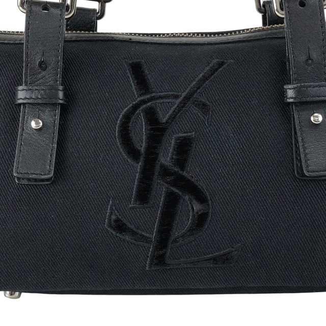 Yves Saint Laurent イヴ・サンローラン ハンドバッグ ブラック YSL キャンバス×レザー vintage ヴィンテージ オールド p825h3