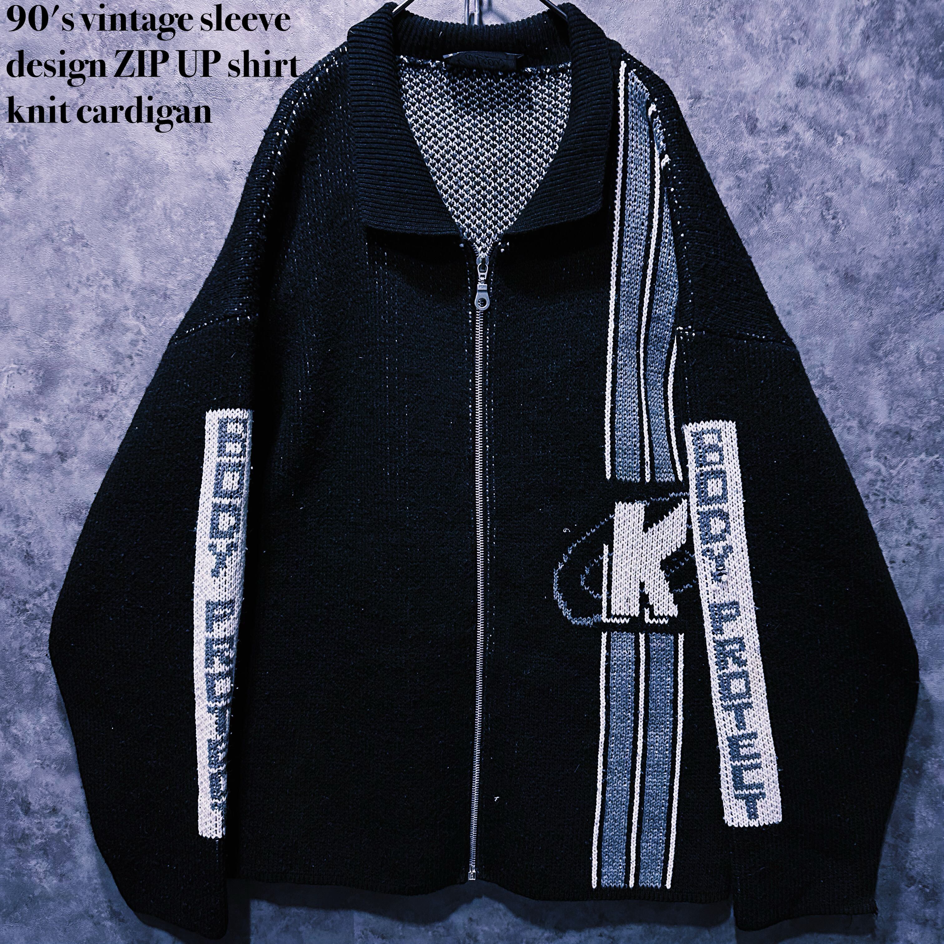 【doppio】90's vintage sleeve design ZIP UP shirt knit cardigan