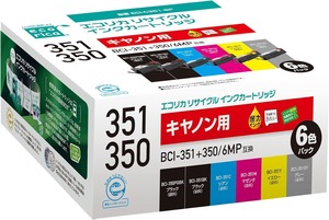 【努力特価】エコリカ キヤノン BCI-351+350/6MP 残量表示対応インク 6色パック iP8730/MG6330BK･BL･GR･PR･WH/MG6530･MG6730BK･WH/MG7130BK･BW･RD･WH/MG7530BK･BW･F･OR･WH 【封筒パッケージ】