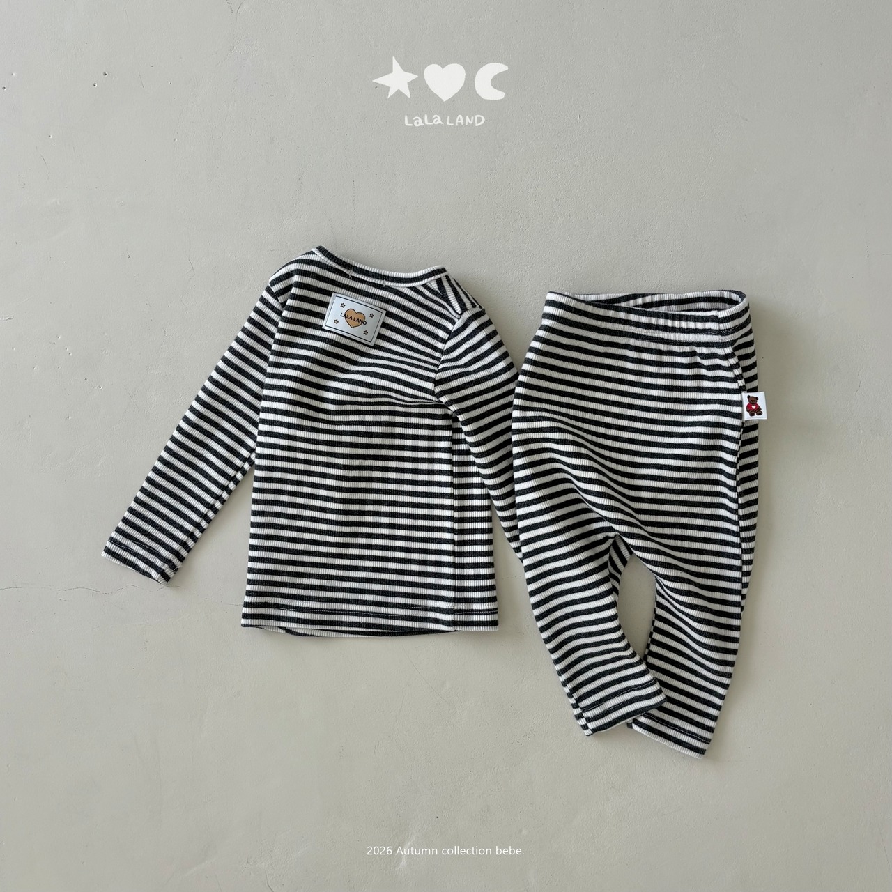 韓国子供服 / LALALAND / 26Autumn / ベベ ストライプ もちもちTシャツ / 秋服 / ベビー *6M~18M*