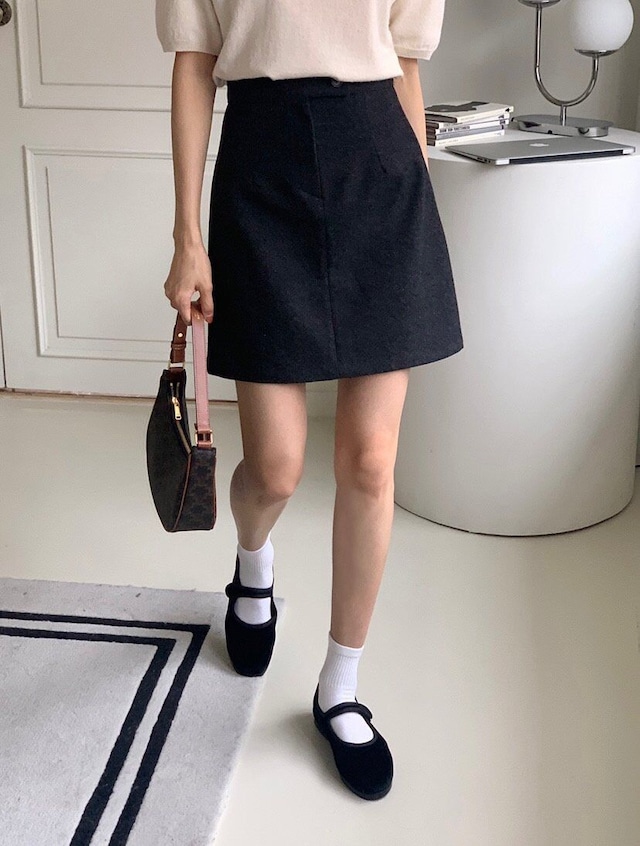 【即納】wool mini skirt