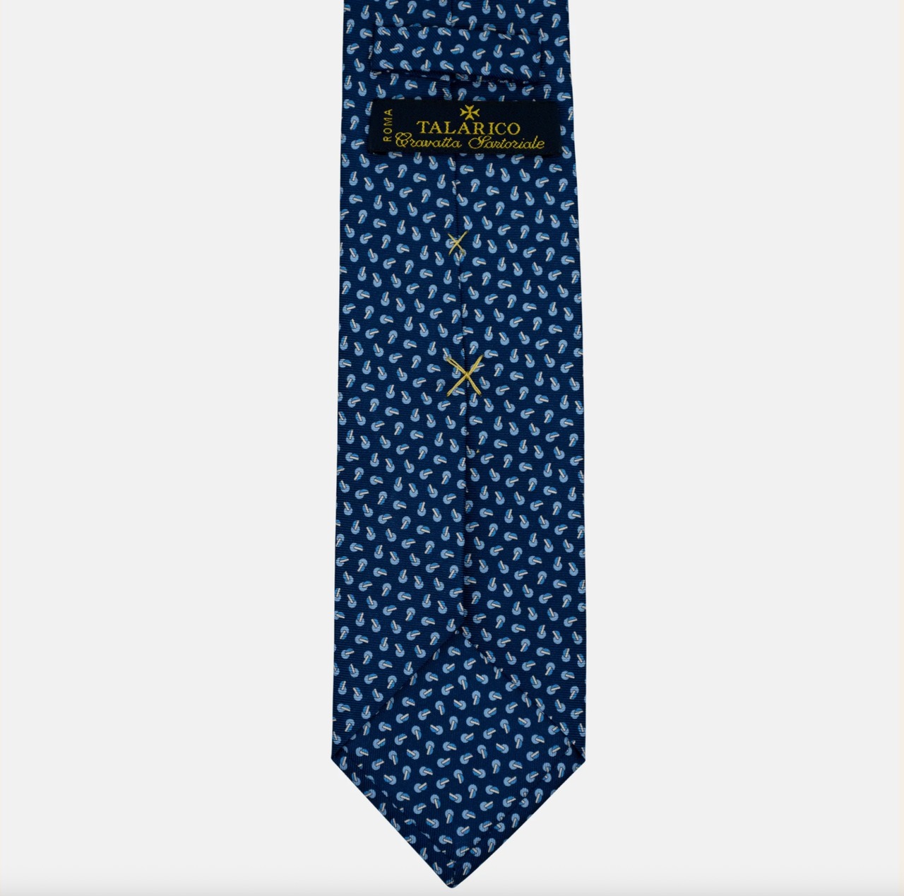 Cravatta 3 pieghe in Seta Microfantasia Blu e Celeste - TA039N