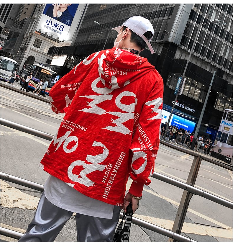 全2色 パーカー 総柄 カジュアル ストリート フード付き | WSCORE