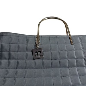 COURREGES gray nylon quilting metal handle bag