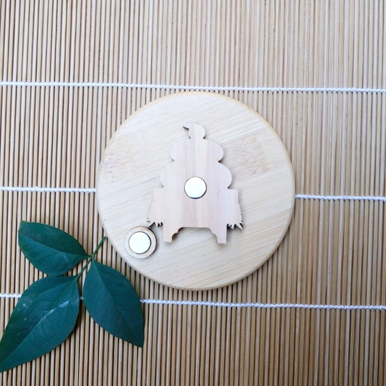 【インテリアART】すだれアートパネル 鏡もち 梅結び 紅白 マグネット