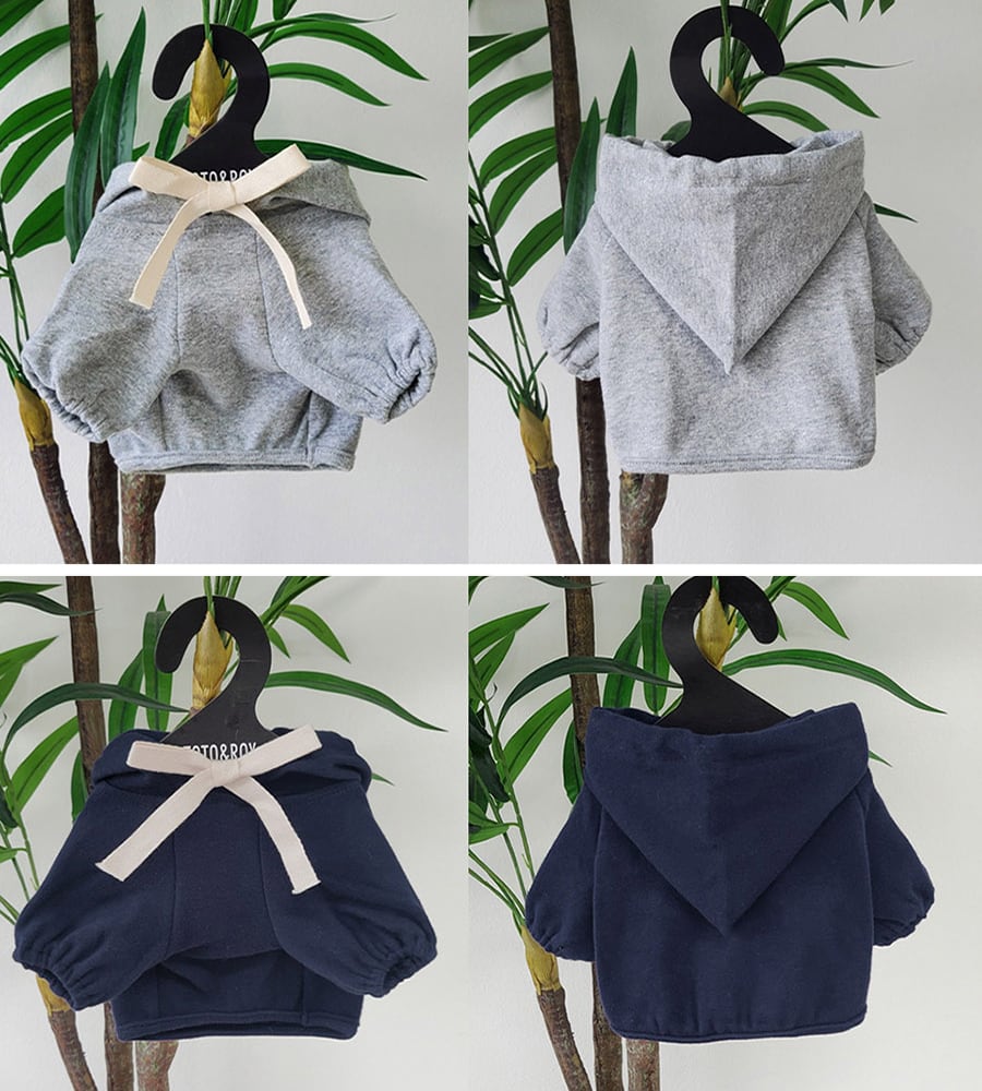 nagrang crop hood S ～ XL 4color / 犬服 秋冬 ショート丈 パーカー フード おパンツカット 無地 シンプル ドッグウェア 小型犬 中型犬 お揃い お出かけ 韓国ワンコ服