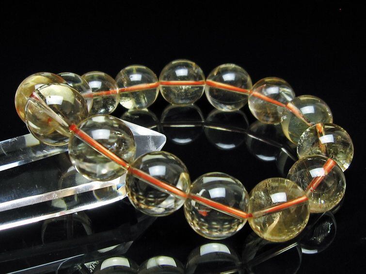 シトリン ブレスレット 15mm 虹入り シトリンクォーツ ブレス おまかせ