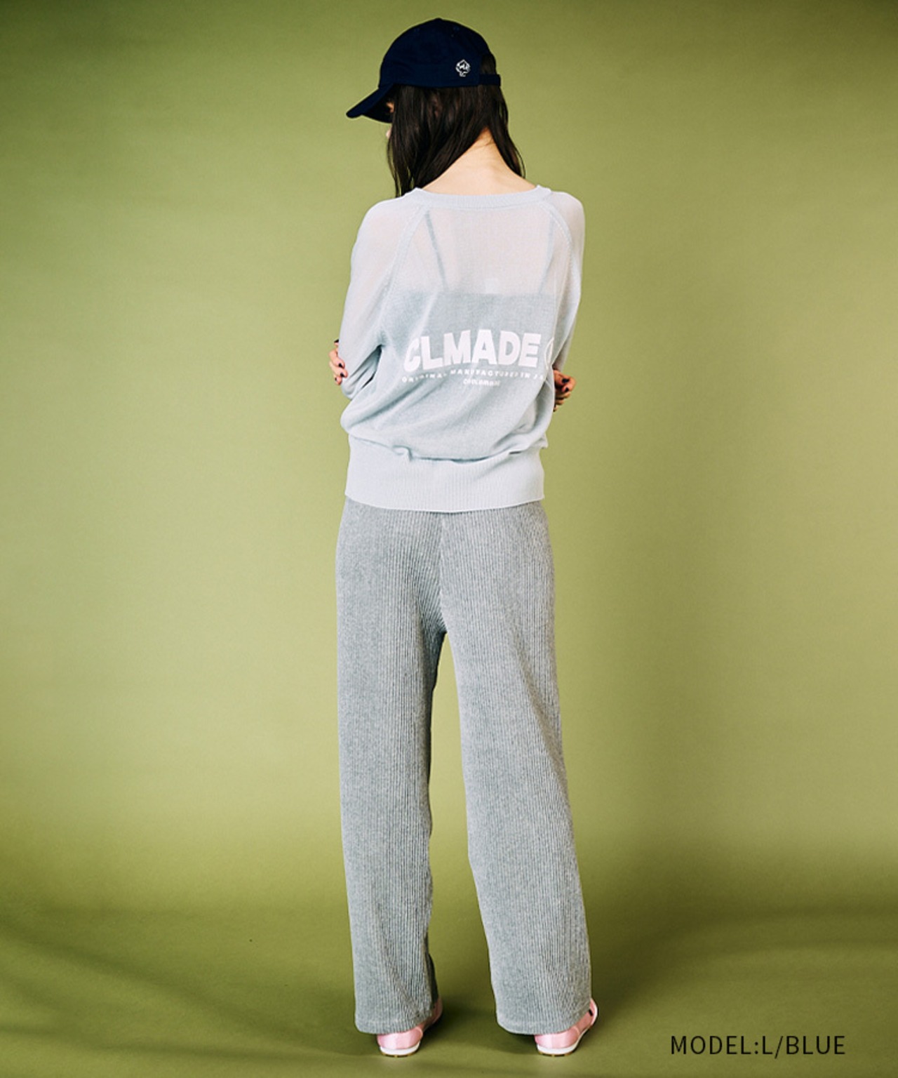 ロゴVネックシアーニットTOPS (L/BLUE)　CQ-49014