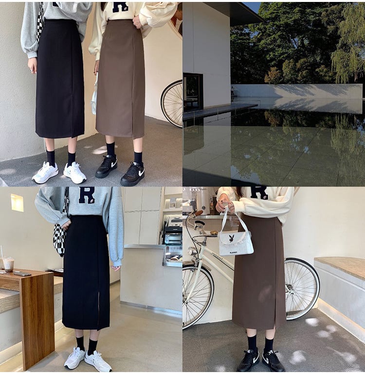 スカート ボトムス ロングスカート タイトスカート 膝下 ミモレ ミモレ