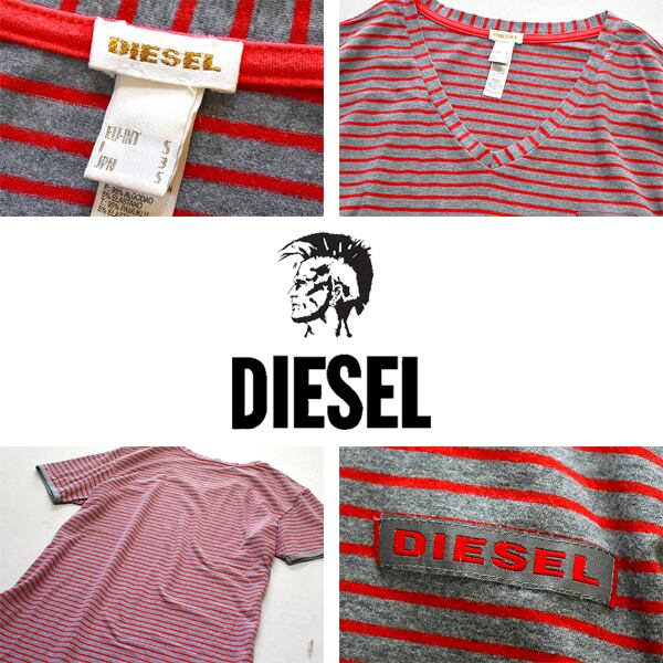 ☆DIESEL ディーゼル ボーダー柄 ロゴ タンクトップ 半袖/メンズ/M