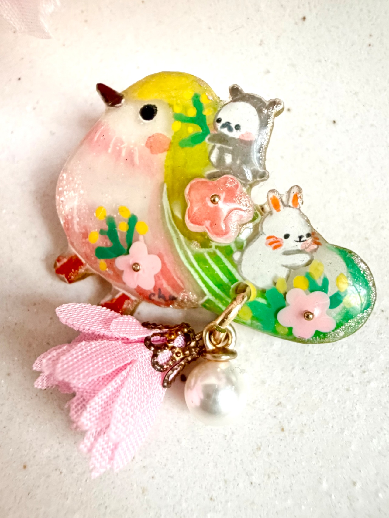 ブローチ『春告げの鳥さんと遊ぶだる☆』