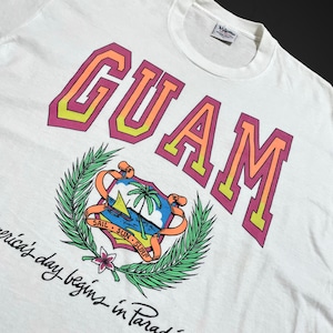 【volunteer】90s USA製 Tシャツ GUAM ビッグロゴ シングルステッチ 刺繍タグ L ヴィンテージ 半袖 US古着