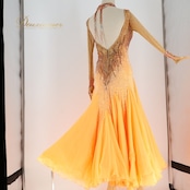 社交ダンス 衣装 クリスアン chrisanne スタンダード ドレス スタンダードドレス ワンピース オレンジ系 デモ 競技 発表会 パーティ イングランド製 豪華 鮮やか おしゃれ デザイン 競技用 ドレスアップ エレガント ダンスパーティー