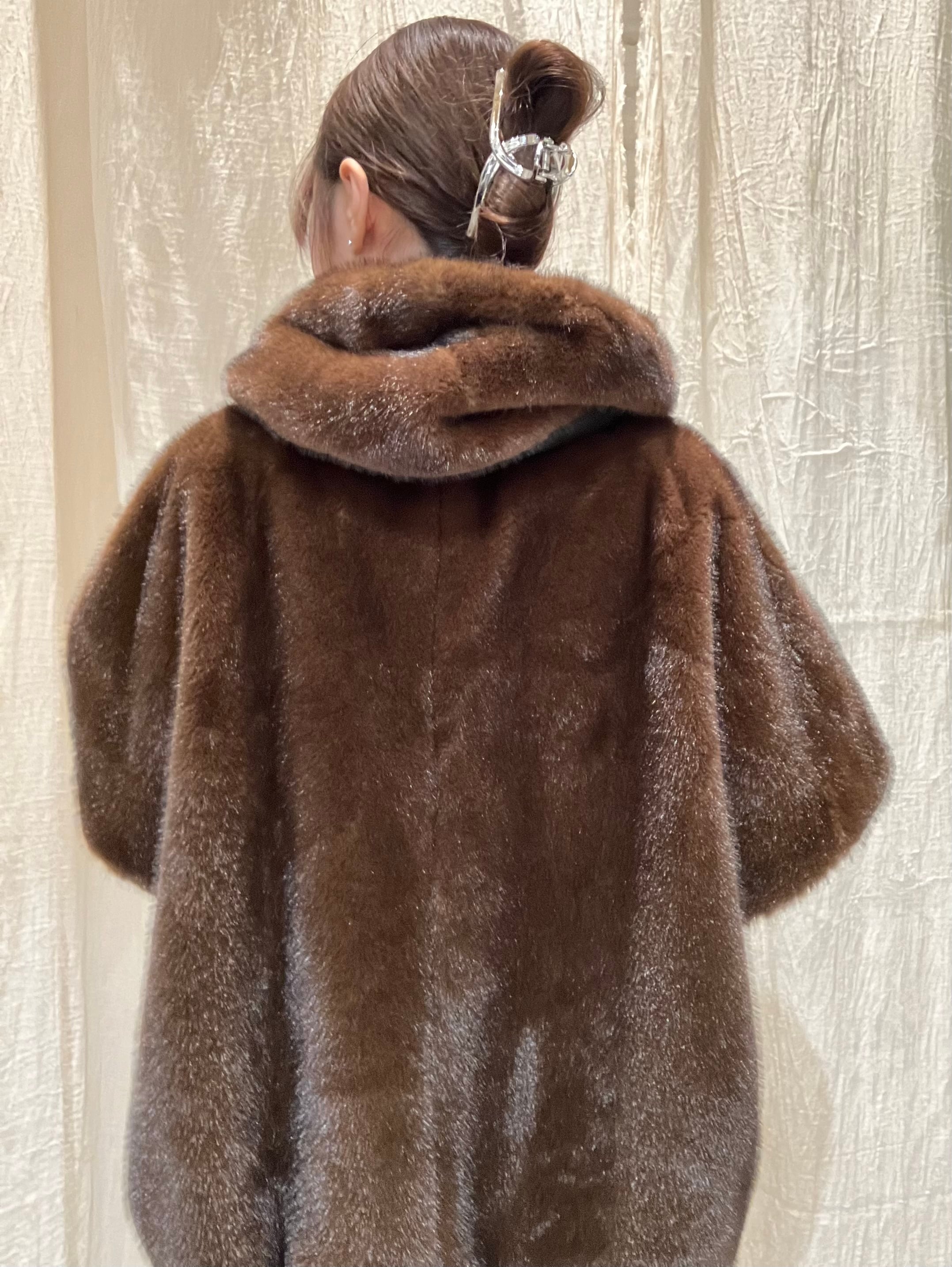 ミンクライクファー フーディドロスト ミドルコート eimee law