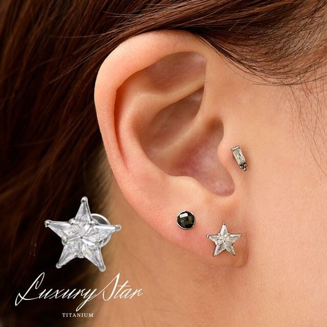 エクレット ecrette　星ピアス 星ピアス 18G 16G 14G BIG スター 金属アレルギー対応 チタンピアス