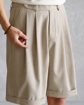 【清麻涼風】コットンリネン2タックショーツ