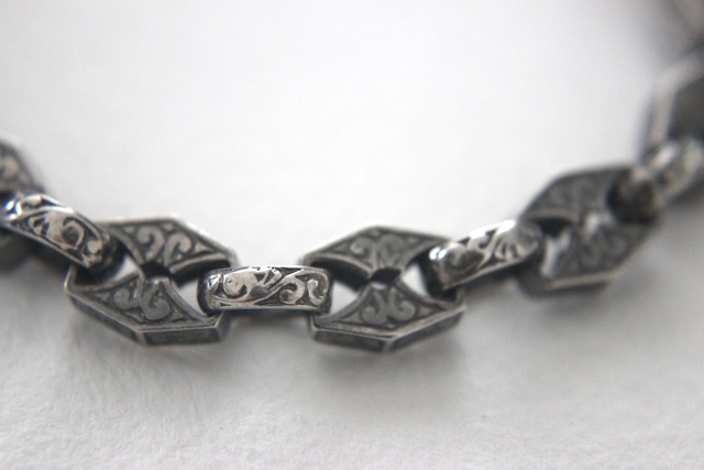 Engraved Link Chain & T-bar Bracelet