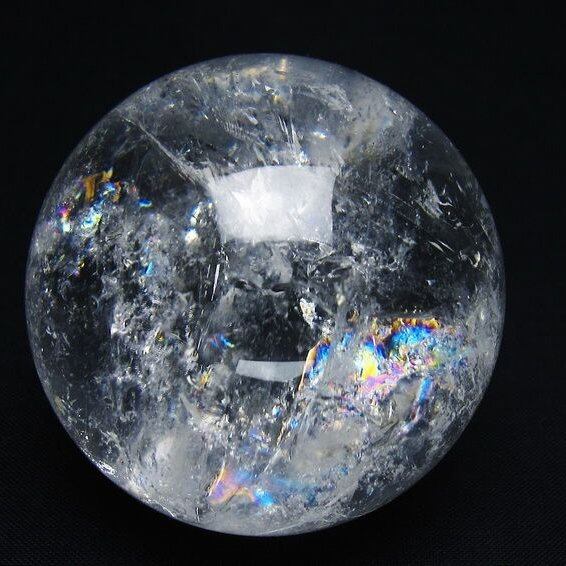 水晶 丸玉 虹入り 58mm スフィア 置物 水晶玉 一点物 151-8797