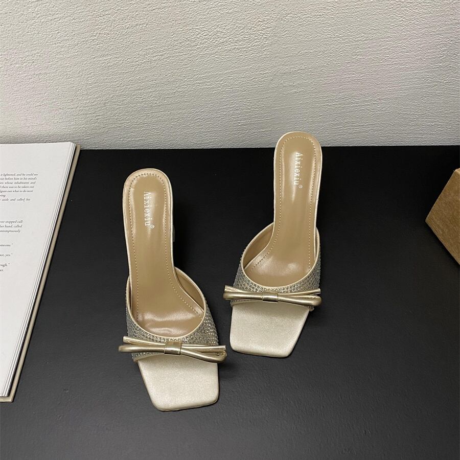 Rhinestone ribbon sandals SH0107