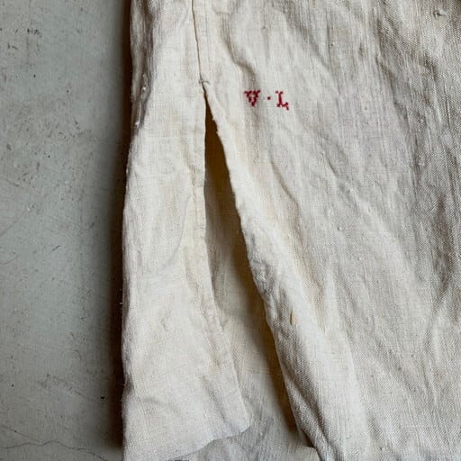 1900's~1920's UNKNOWN フレンチリネンスモック グランパシャツ 麻