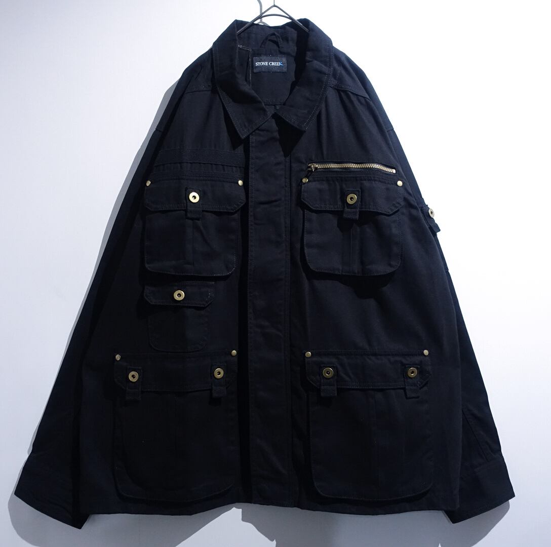 Black Various Multi-pocket Design Jacket