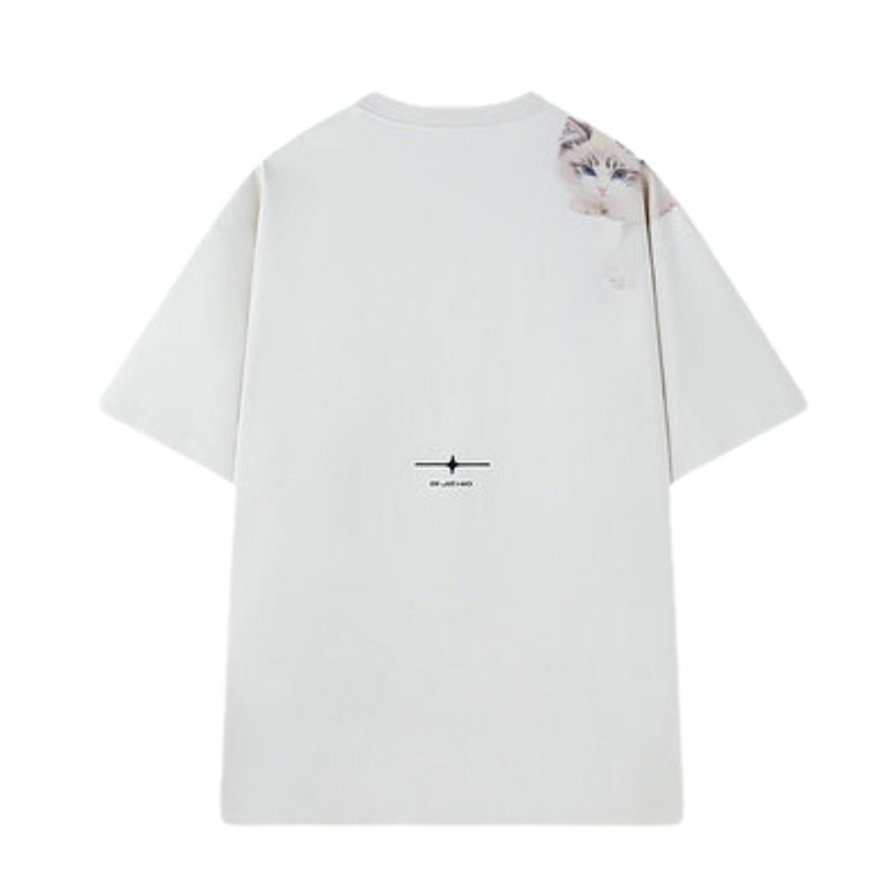 ハートのロケットチャーム付 肩越しにこちらを見つめるラグドールのオーバーTシャツ E00665