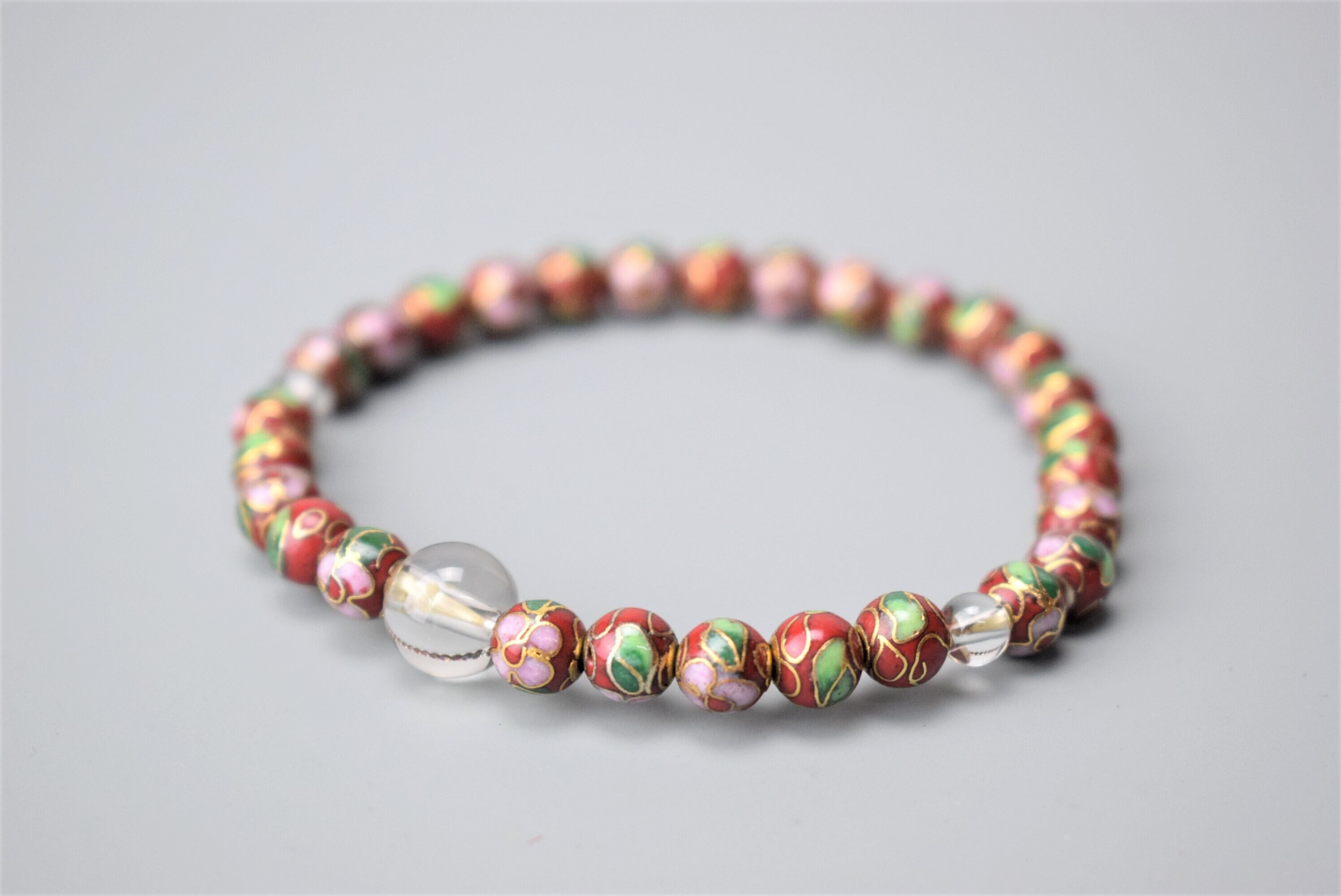 腕輪念珠 ブレスレット 七宝焼 赤 七宝焼き 数珠ブレスレット